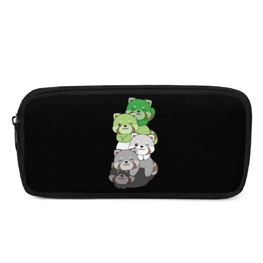 Aromantic Flag Pride Lgbtq Cute Red Panda Pile Pencil Cases