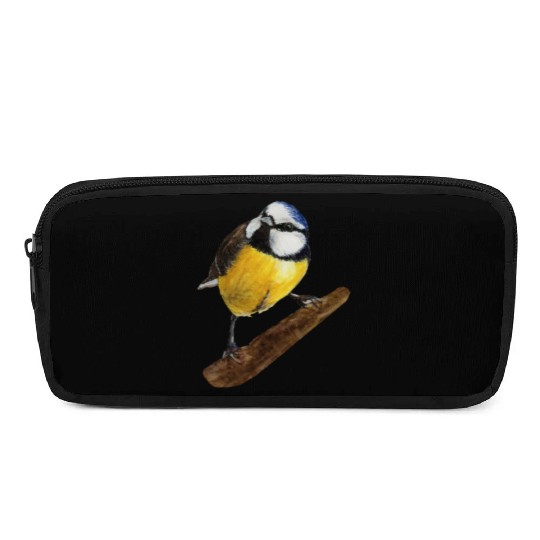 Blue tit titmouse hand painted watercolor. Pencil Cases