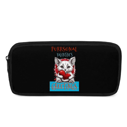 Purrsonal Valentine's Greetings Cute White Cat Pencil Cases