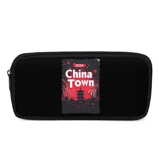 ChinaTown Ignites: Synthwave Red & Black Shiluette Pencil Cases