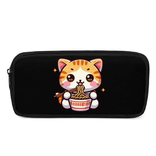 Cute Cat Eating Ramen Pencil Cases