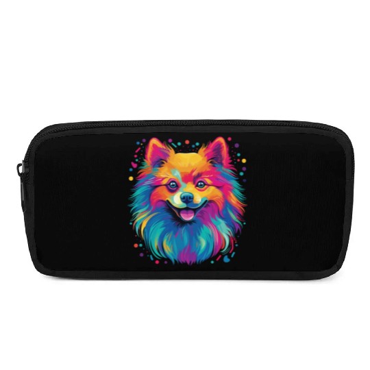 Watercolor Colorful Pomeranian Pencil Cases