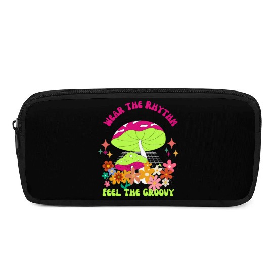 Pink and Green Illustrated Groove to The Beat Pencil Cases