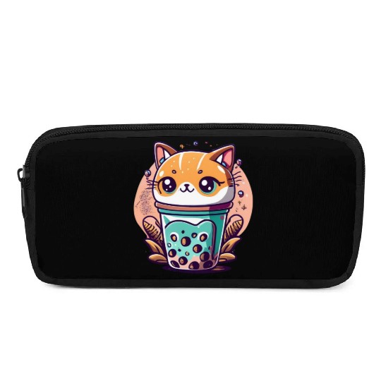 Anime Cat Bubble Tea Pencil Cases
