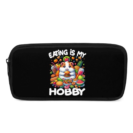 Cute Guinea Pig Kawaii Cavy Eating Burger Pencil Cases