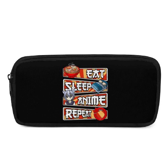 eat sleep anime repeat cute lovers obsessed Pencil Cases