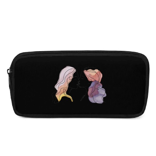 Lesbian Couple Simple Minimalistic Drawing Pencil Cases