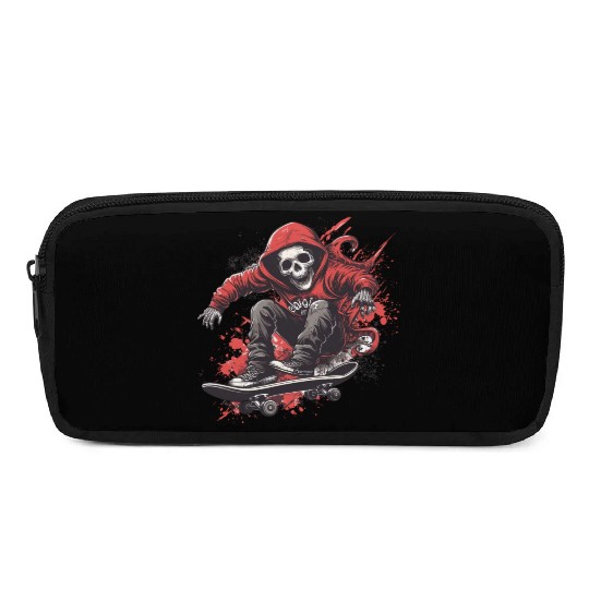 Skeleton Skull Skater Skateboarder Skateboard Pencil Cases
