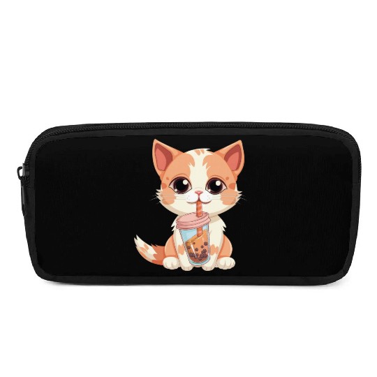 Cat Boba Tea Bubble Tea Anime Kawaii Neko Pencil Cases