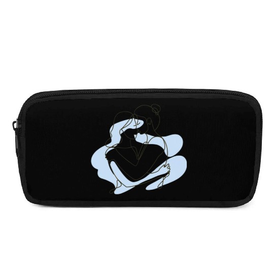 Abstract Line Art Lesbian Couple Pencil Cases