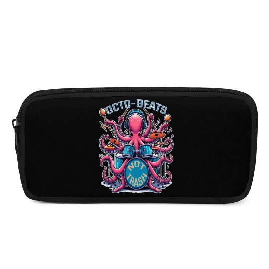 Octo Beats Not Trash, Eco Friendly Octopus Drummer Pencil Cases