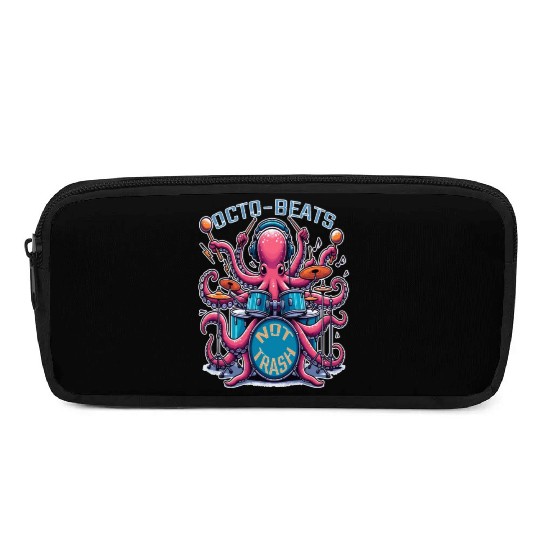 Octo Beats Not Trash, Eco Friendly Octopus Drummer Pencil Cases
