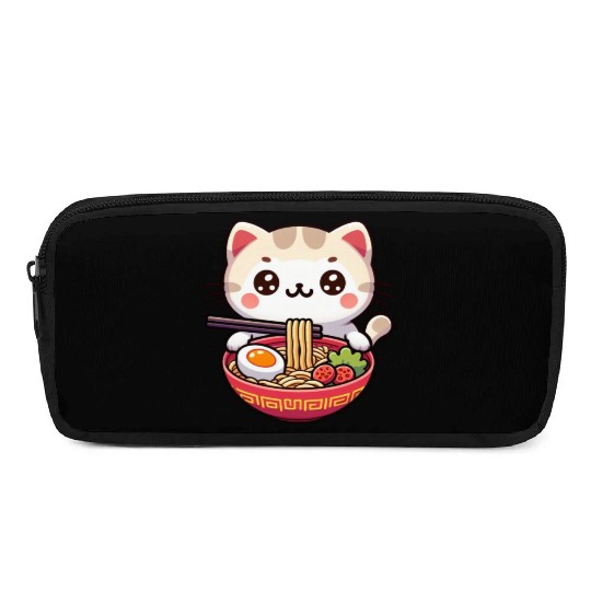 Cute Cat Eating Ramen Pencil Cases