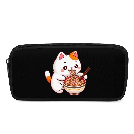 Cute Cat Eating Ramen Pencil Cases