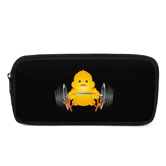Bodybuilder chicken with dumbbell while training Pencil Cases