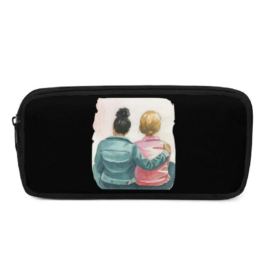 Watercolor Lesbian Couple Pencil Cases