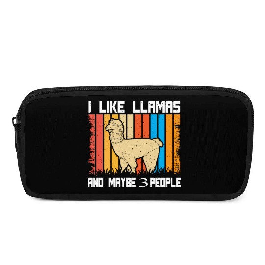 Vintage Llama I Like Llamas And Maybe 3 People T-S Pencil Cases