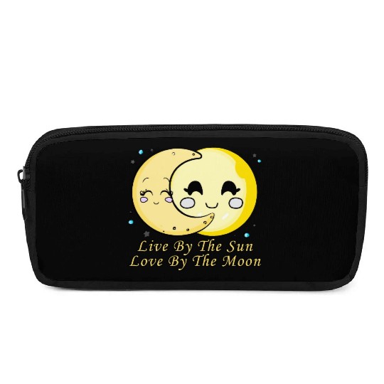 Live By The Sun Love By The Moon, Cartoon Sun Moon Pencil Cases