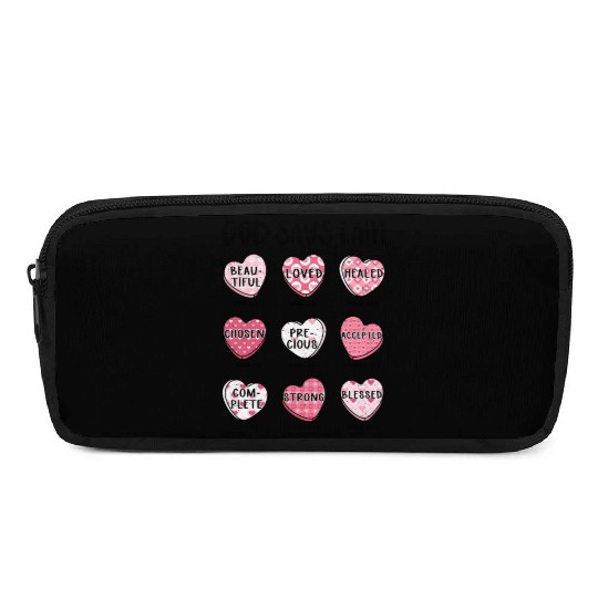 God Says I Am Valentine Candy Hearts Pencil Cases