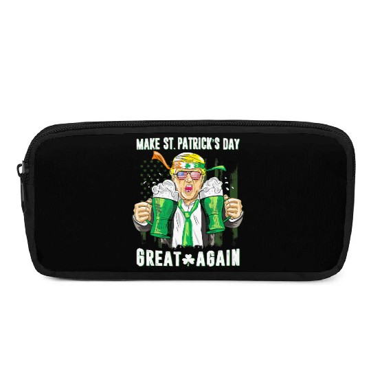 Funny Trump 2024 Make St Patrick s Day Great Again Pencil Cases