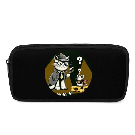 Detective Cat and Superhero Mouse Adventure Pencil Cases