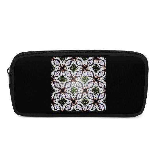 stained glass print in greens and roses Pencil Cases