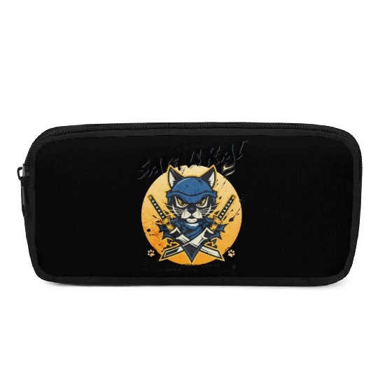 Samurai Cat, Ninja Cat, Cat Assassin, Warrior Cat Pencil Cases