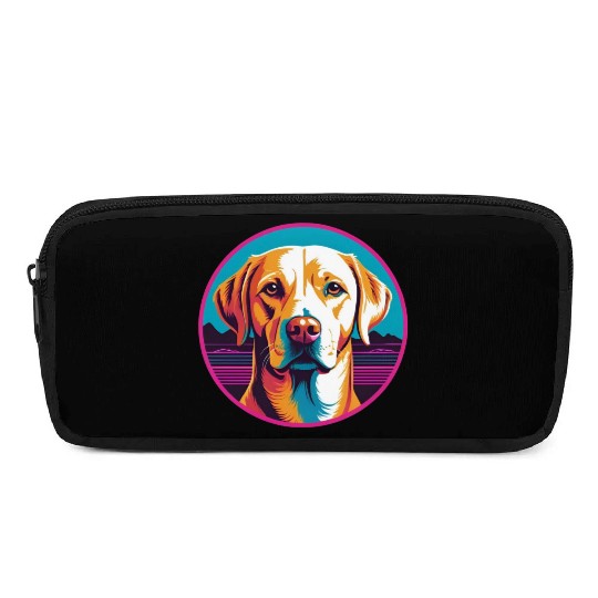 Synthwave Labrador Retriever 2 Pencil Cases