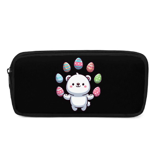 Cartoon Polar Bear Easter Egg Design Pencil Cases