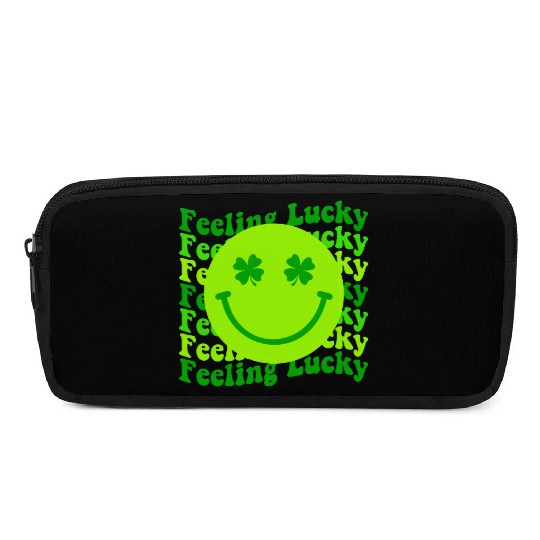 Irish Clover Feeling Lucky Smiling Face Pencil Cases
