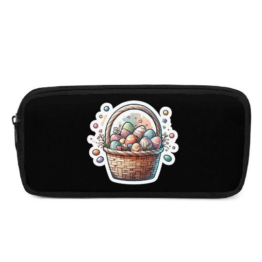 Cute Easter Egg Basket Soft Pastel Color Pencil Cases