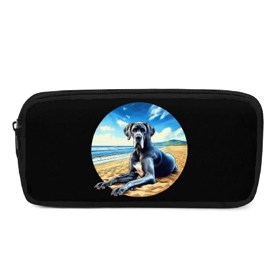 Great Dane on the Beach Cartoon Pencil Cases