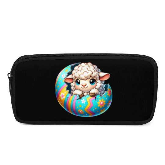 Colorful Lamb Hatching from Easter Egg Cartoon Pencil Cases