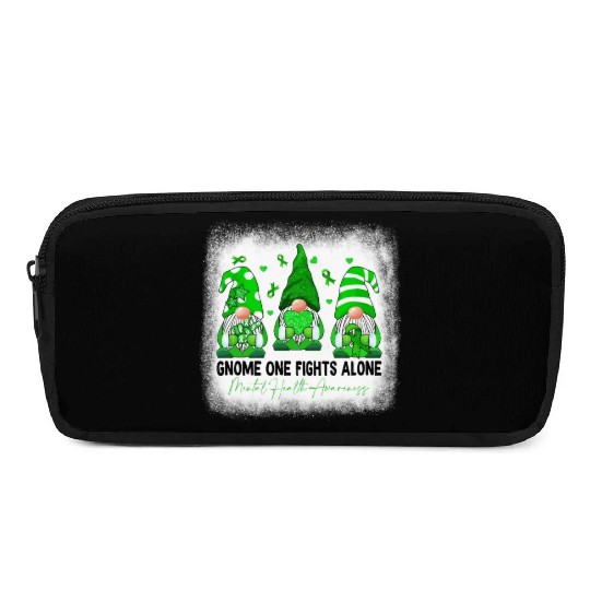Gnome Mental Health Awareness Green Ribbon Pencil Cases