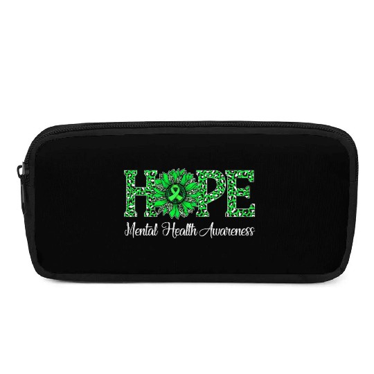 Sunflower Hope Mental Health Awareness Green Pencil Cases