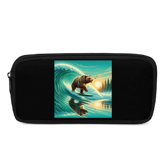 Grizzly bear windsurfing Pencil Cases