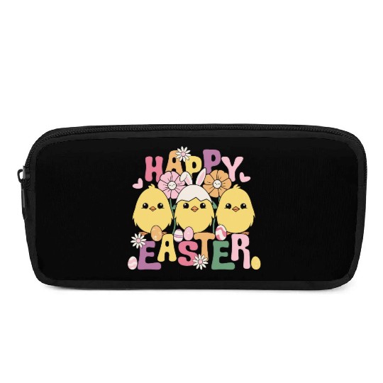 Happy Easter Easter eggs chicks Spring flowers Pencil Cases