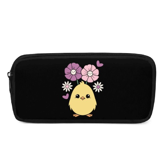 Chick Chicken Spring Flowers Summer Easter Garden Pencil Cases