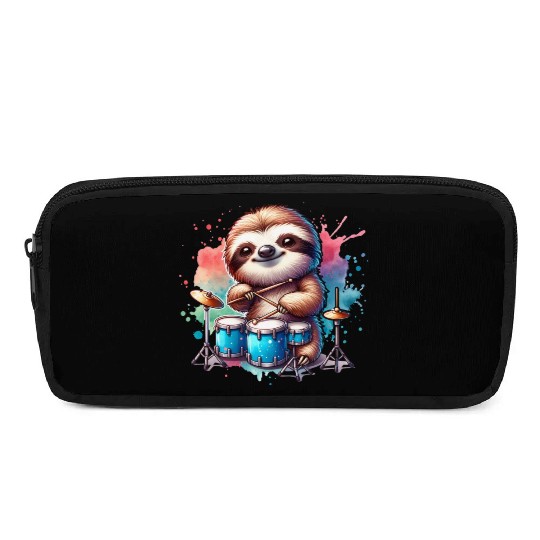 Cool Sloth Drummer Lazy Beats Design Pencil Cases