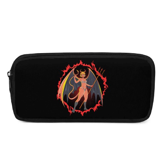 Devil Girl With Huge Wings And Pitchfork Pencil Cases