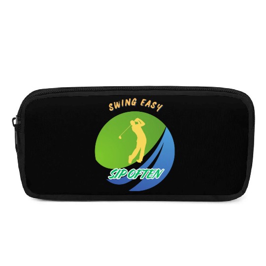 Swing Easy, Sip Often. Funny golf beer Pencil Cases