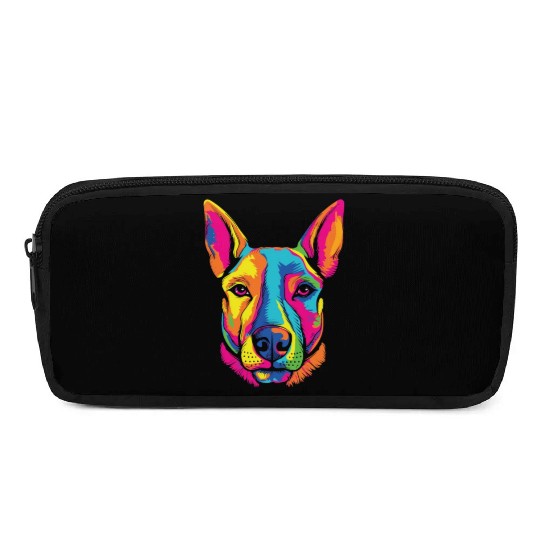 Watercolor Colorful Miniature Bull Terrier Pencil Cases