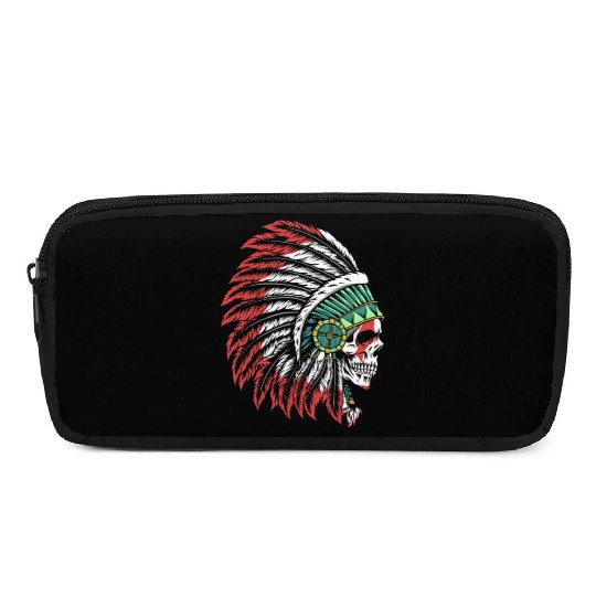 Indigenous Native American Skull Skull Head Pencil Cases