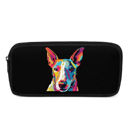 Watercolor Colorful Miniature Bull Terrier Pencil Cases