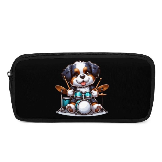 Cool Bernese Mountain Dog Drummer Design Pencil Cases