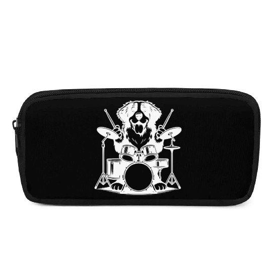 Cool Bernese Mountain Dog Drummer Design Pencil Cases