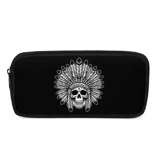 Indigenous Native American Skull Head Pencil Cases