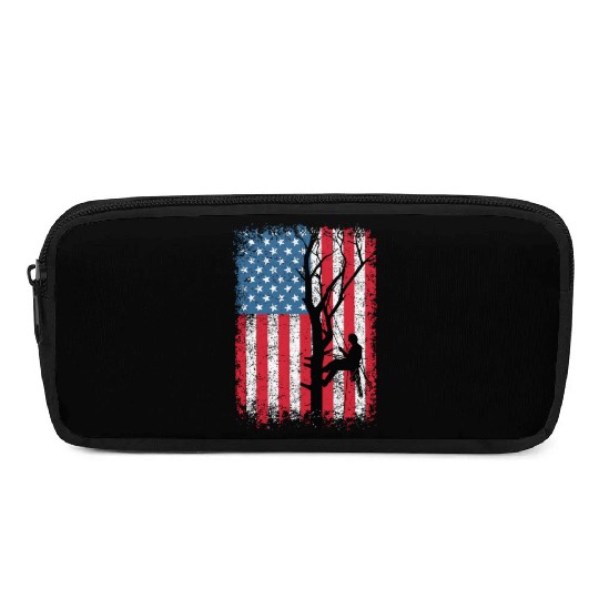 American Flag Arborist Gift For Men Cool Tree Love Pencil Cases