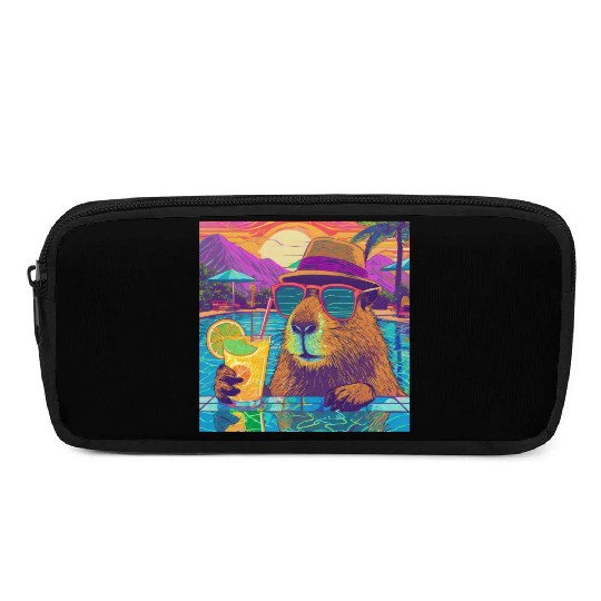 Capybara on vacation sipping on Lemonade Pencil Cases