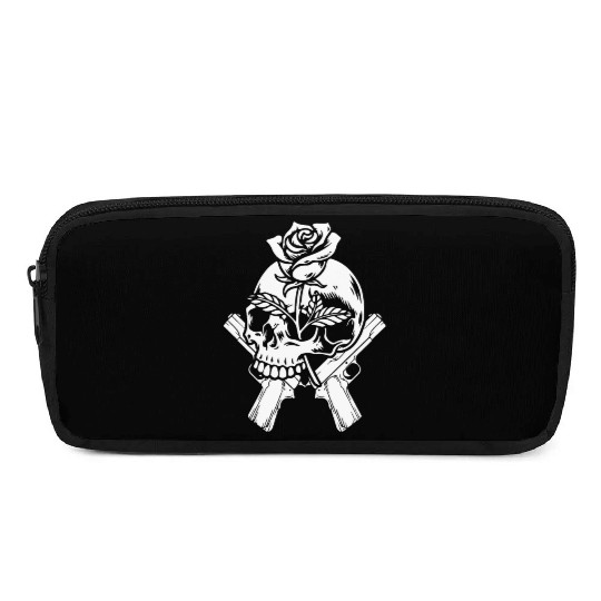 Skeleton Roses Guitar Skull Roses Guns Pencil Cases